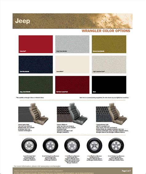 2017 Jeep Wrangler Color Chart
