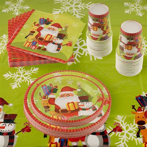 Kompanion 176 Piece Christmas Party Set Including Plates Cups Spoons
