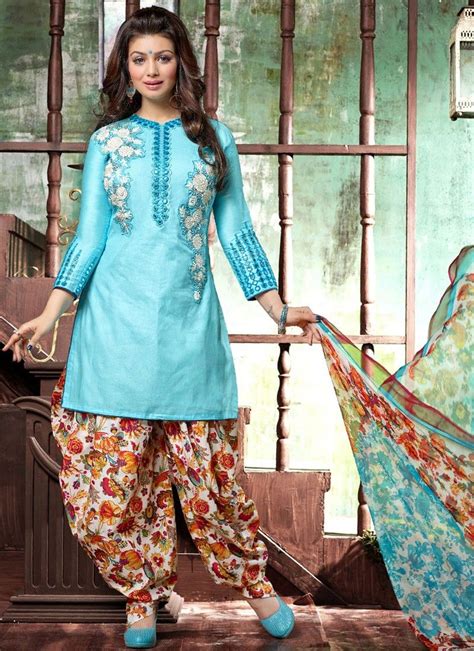 Adorable Turquoise Color Cotton Designer Patiala Suit For More Details