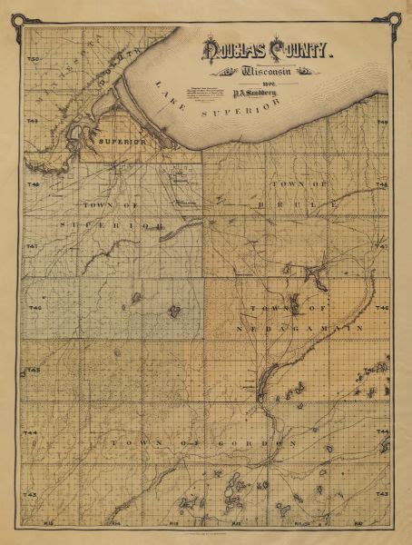 Douglas County Wisconsin Map Or Atlas Wisconsin Historical Society