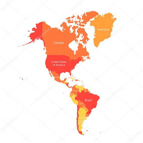 Vector South America And North America Map With Countries Borders