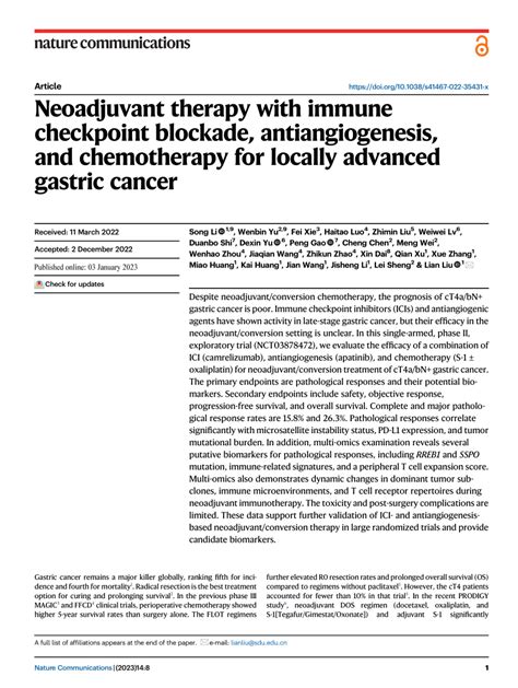 PDF Neoadjuvant Therapy With Immune Checkpoint Blockade