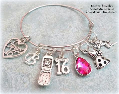 Sweet 16 Charm Bracelet 16th Birthday T Girl Personalized Sweet 16