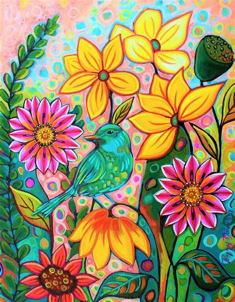 Hiding Out Painting By Peggy Davis Abstract Floral Art Tropical Art