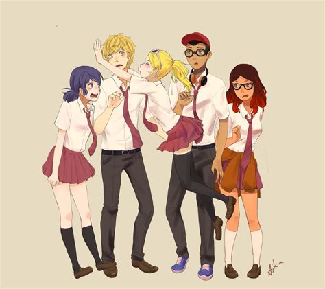 Anime High School Boarding School Au By Matchakobi Marinette Adrien Chloe Nino Alya