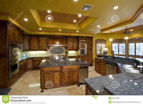 Spacious Kitchen In House Stock Photo Image Of Kitchen 33912584