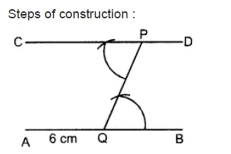 Draw A Line Segment Ab 6 Cm Construct A Line Parallel To Ab A Point