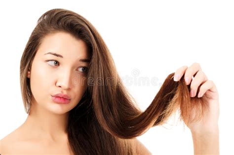 Woman Is Not Happy With Her Fragile Hair Stock Photo Image Of