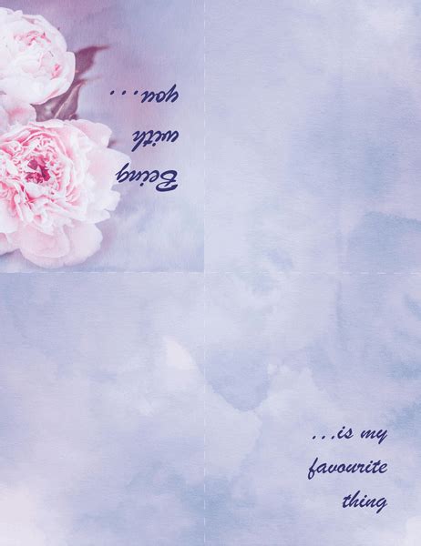 Romance Card With Rose Quarter Fold