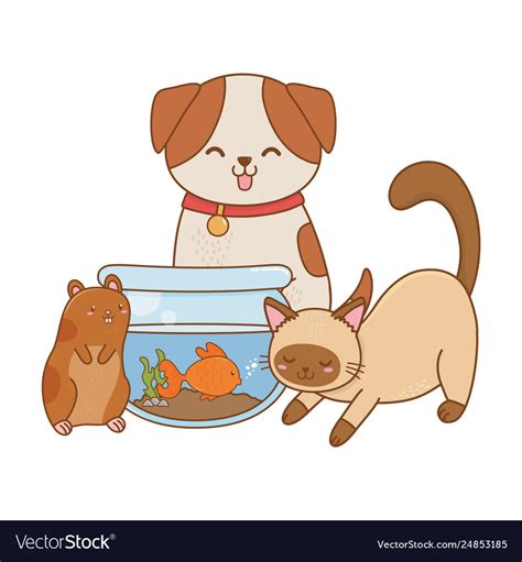 Cute funny pets cartoon Royalty Free Vector Image