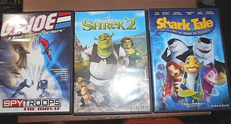 Lot Of 3 Kids Dvds Shrek 2 Shark Tale Gi Joe Spy Troops The