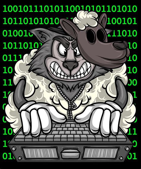 Hacker Wolf In Sheeps Clothing Cybersecurity Digital Art By