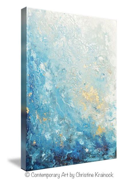 Giclee Print Large Art Abstract Painting Blue White Wall Art Home Decor