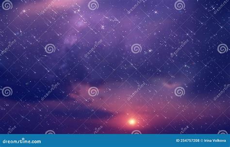 Purple Blue Starry Sky Nebula Comet Meteor Stars Fall Shower Lilac Pink