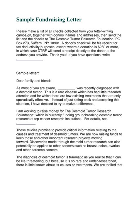 Sample Fundraising Letter Template Printable Pdf Download