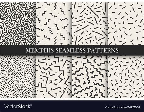 Memphis Seamless Patterns Swatches Royalty Free Vector