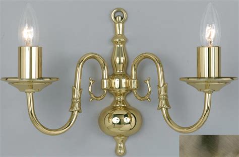 Flemish Solid Brass 2 Lamp Wall Light Antique Finish Universal Lighting