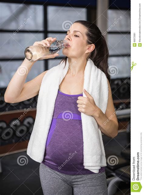 Pregnant Woman Drinking Water Stock Image Image Of Belly Fitness