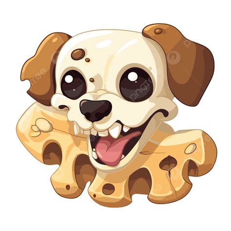 Anjing Tulang Clipart Kartun Anjing Dengan Tulang Mengunyah Vektor