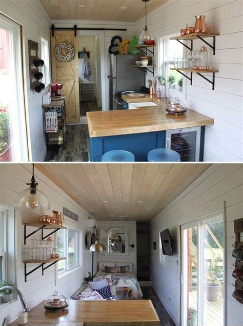 Shipping container tiny home interior #shippingcontainercabin Shipping