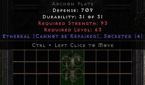 4 Sockets Archon Plate Ethereal Diablo 2 Resurrected Buy D2r Items