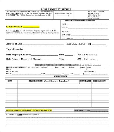 police report template   word  documents