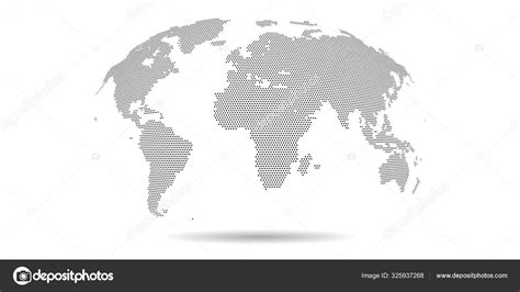 Vector Dotted World Map Grey Halftone Color 3d Graphic Background