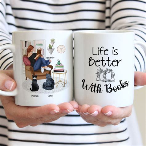 personalized mug reading girl life is better with books