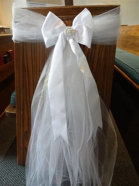 These Pew Bows Were Made Tulle Satin Ribbon Rhinestone