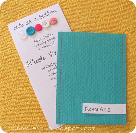 A party for a woman who is going to have a baby soon, when she is given presents for her baby…. vonnylein: Baby Shower: "Cute as a Button" Invitations