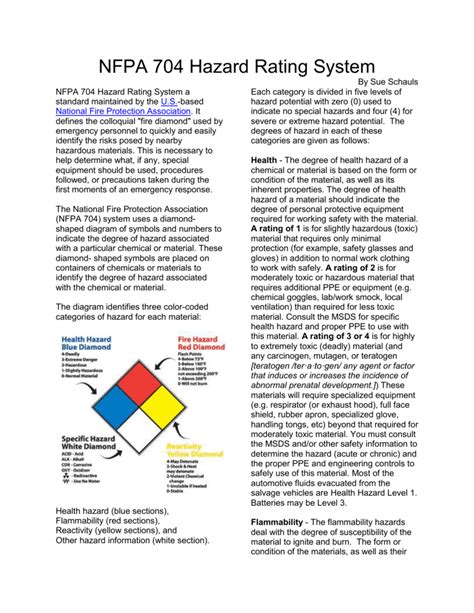 31 Which Section Of An Nfpa 704 Label Indicates Health Hazards Labels