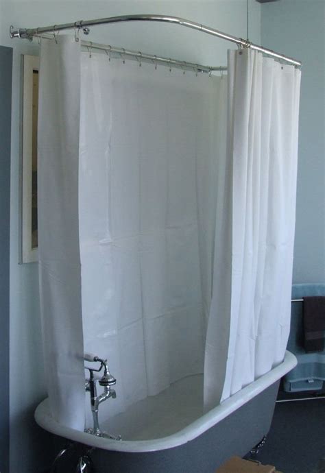 Shower curtains are more than just sturdy bathroom drapes that prevent water from leaking out of the shower. 180" shower curtain for clawfoot tubs — $55 | For our ...