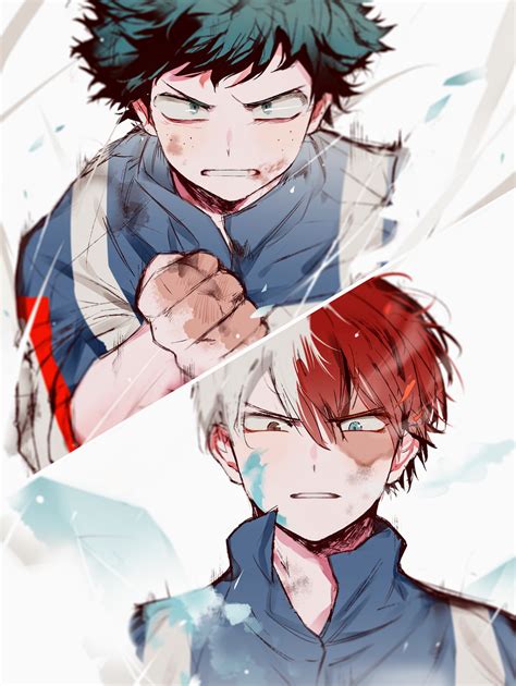 Izuku Midoriya And Shoto Todoroki My Hero Academia Fanart Manga