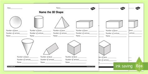 Name The 3d Shape Worksheet Worksheet