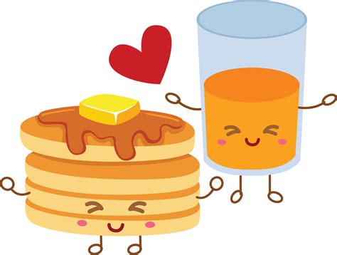 Cute Breakfast Morning Food Juice And Pancake Illustration Vector