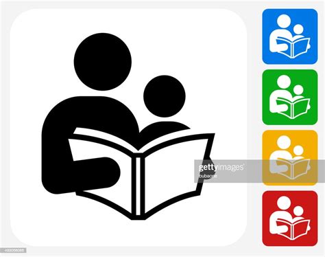 Reading And Children Icon Flat Graphic Design Vector Art Getty Images