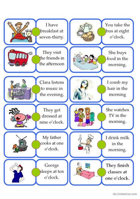 Domino Daily Routine Kids Vocabula English Esl Worksheets Pdf And Doc