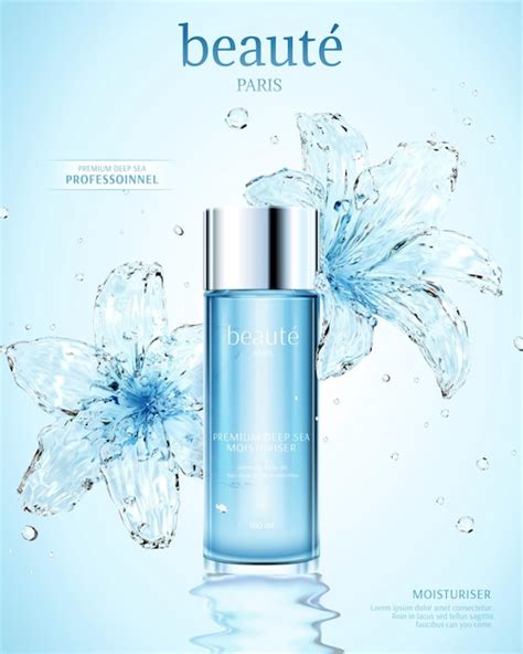 Premium Vector Moisturizing Cosmetic Ads With Transparent Water Lily