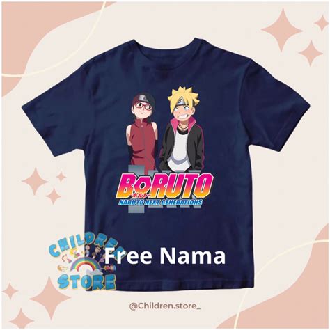 Jual Baju Kaos Atasan Anak Motif Karakter Boruto And Sarada Unisex Bahan