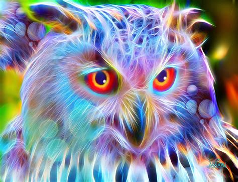 Psychedelic Owl Arte Arte Digitale