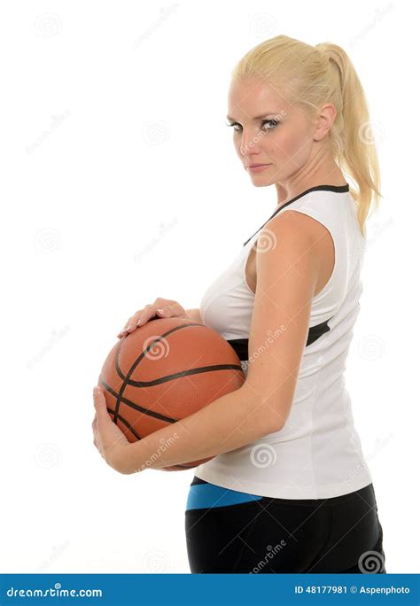 Sexy Weiblicher Basketball Spieler Studio Baller Stockbild Bild Von