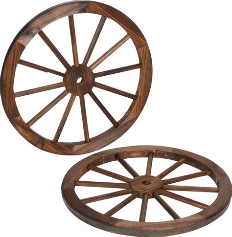 Decorative Vintage Wood 24 Diameter Garden Wagon Wheel With Steel Rim