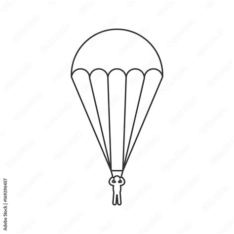 Black Outline Icon Of Parachute On White Background Line Icon Of Side
