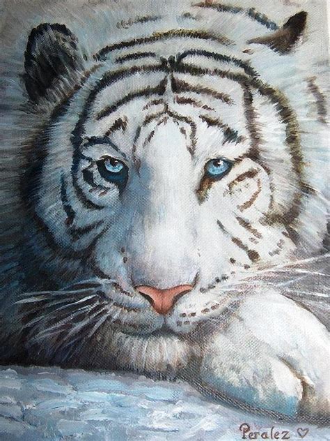 White Bengal Tiger Painting By Noe Peralez