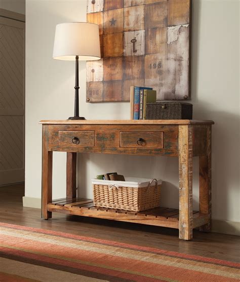 Solid Wood Sofa Table With Drawers Baci Living Room