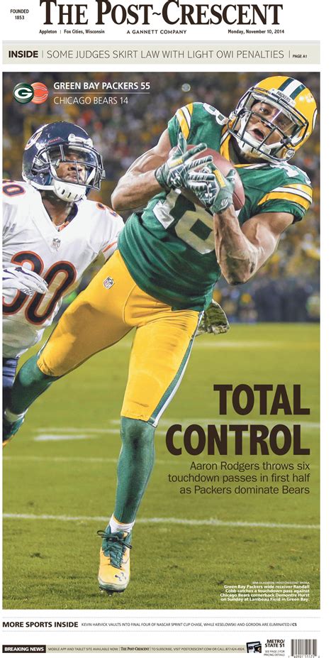 News Design: Appleton Post-Crescent November 10, 2014 Packers coverage