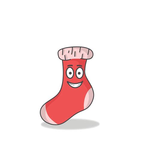 Cute Sock Character Flat Cartoon Vector Template Design Illustration