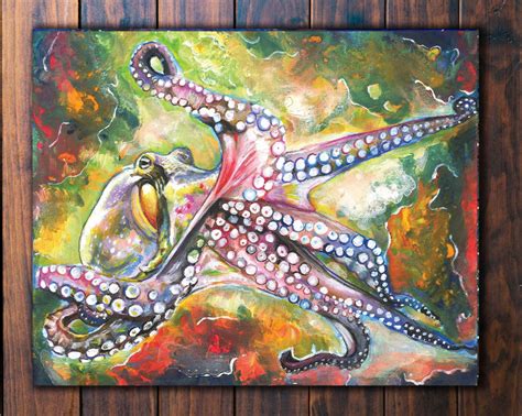 Colorful Octopus Wall Art Acrylic Octopus Painting Octopus Etsy