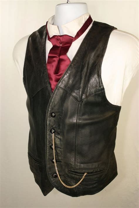 Sold 60 Black Leather Distressed Vest Men 42 Usa Made