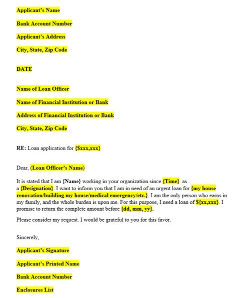 16 Free Loan Application Letter Samples Writing Guide Template